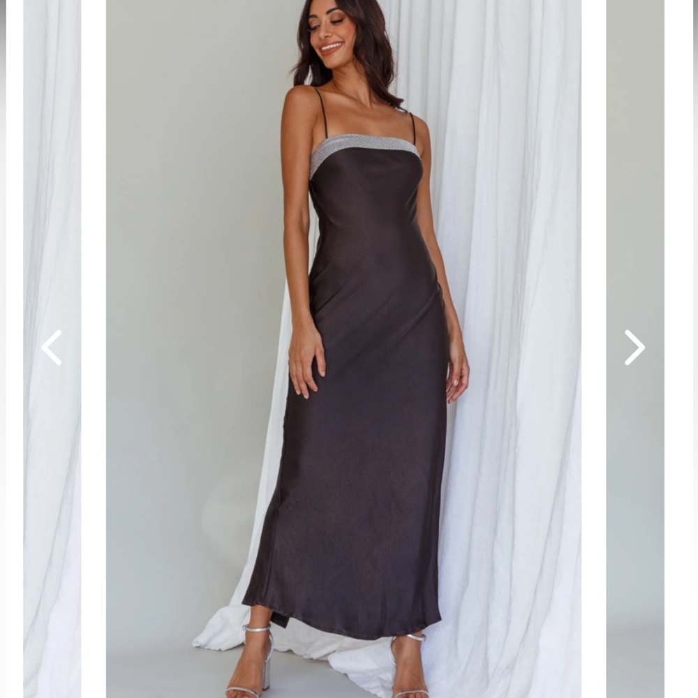 Diamante black maxi dress